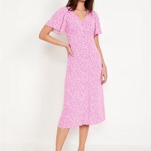 Old Navy Pink Floral Midi Dress
